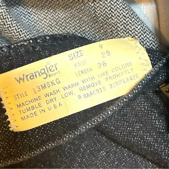 VTG Wrangler Black Jeans Cowboy Cut 13MBKG 9 X 36 Made In USA - Picture 5 of 8